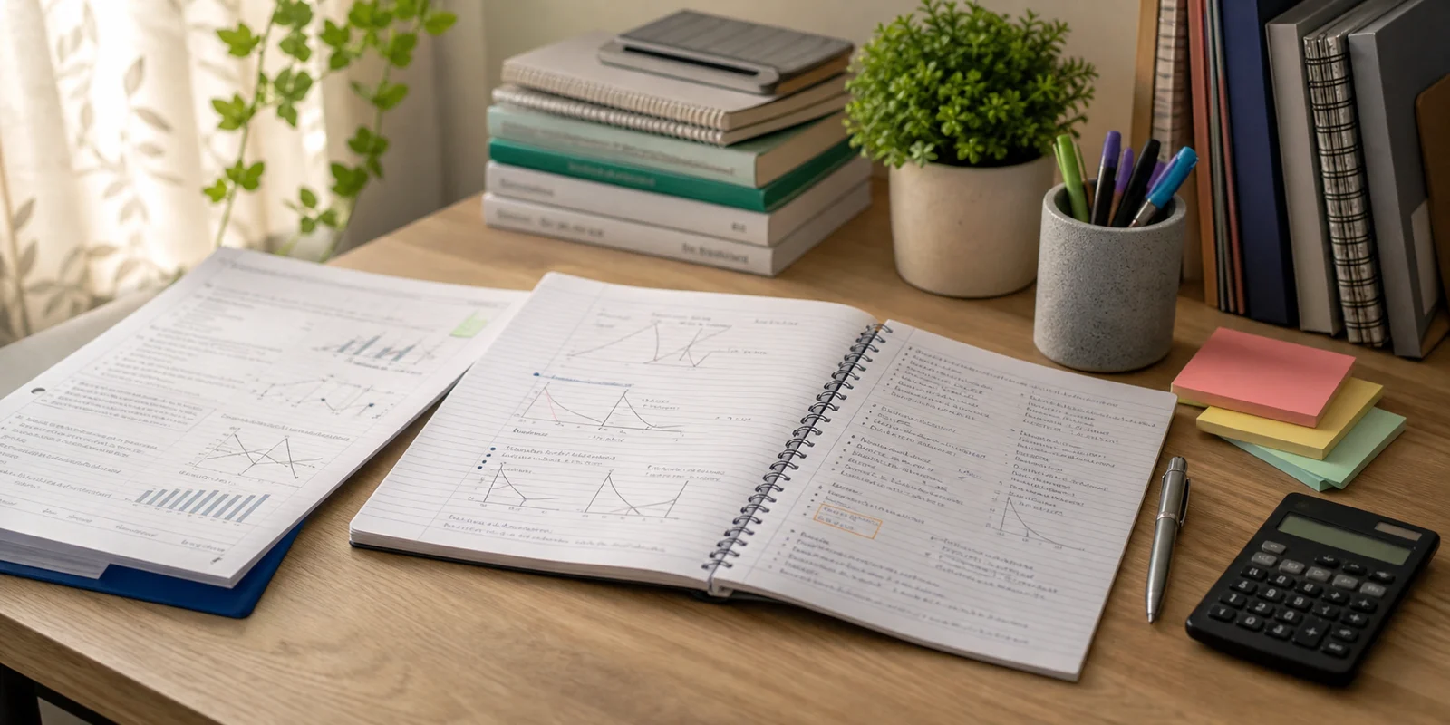A Class 12 Economics notebook with diagrams, answer points, and study notes on a calm desk