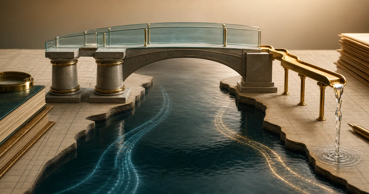 A partnership ledger shown as a balanced bridge between capital pillars and a separate loan pathway